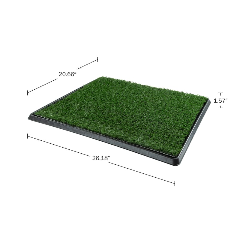 PETMAKER Reusable 4-Layer Artificial Grass Puppy Pee Pad with Tray