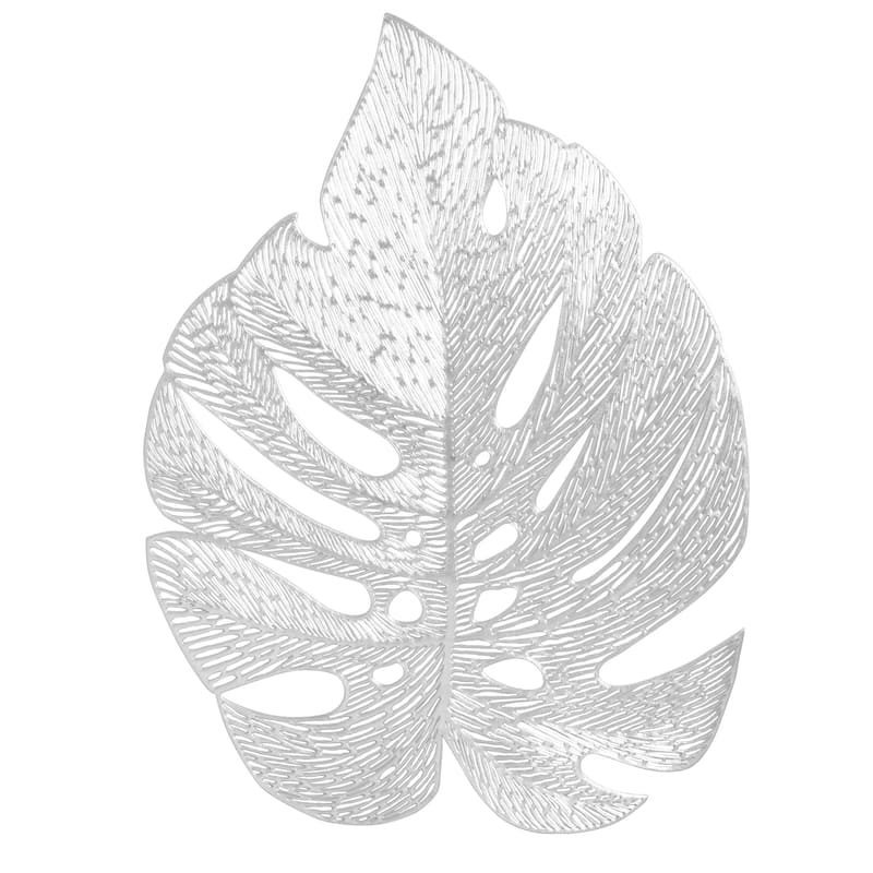 Home Details 4 Pack Leaf Shape Placemat - Silver - 13" x 17"