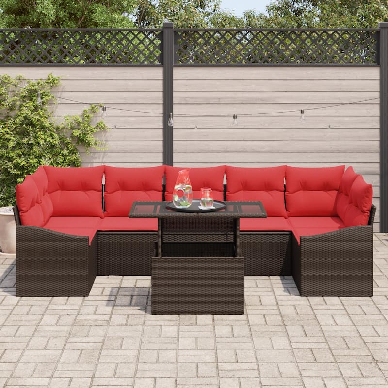 vidaXL 8 Piece Garden Sofa Set with Cushions - 113.8×48.6×27.2