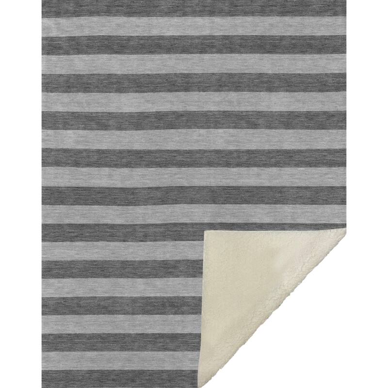 Premium Machine Washable Casual Stripes Sherpa Throw Blanket