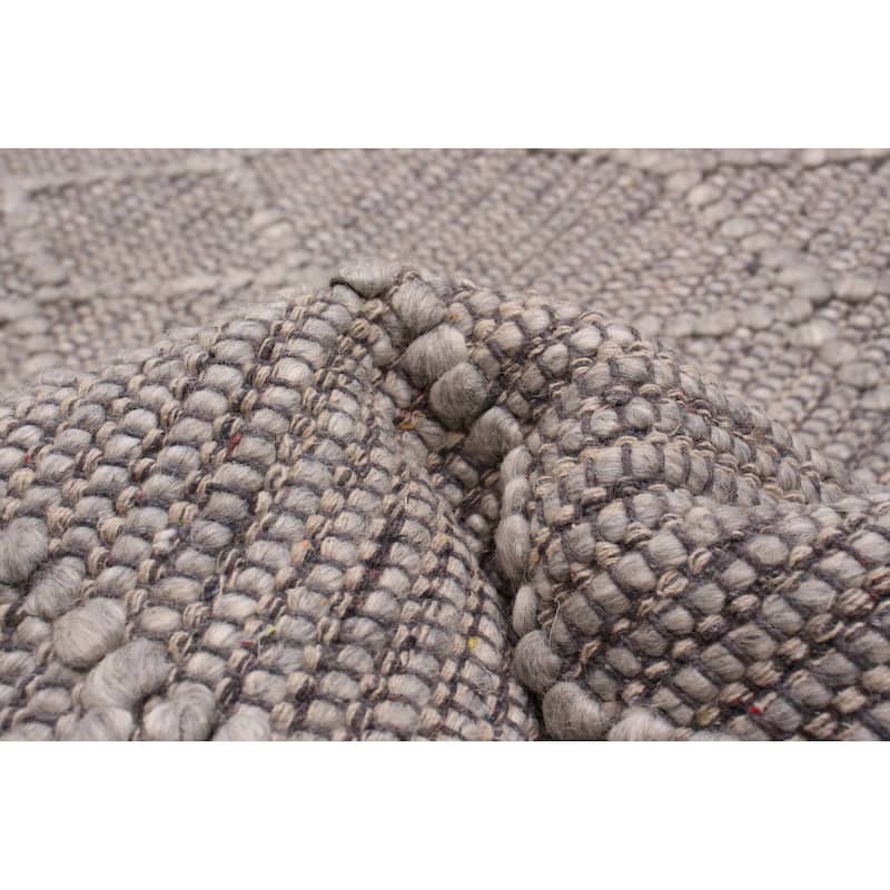 ECARPETGALLERY Braid weave Sienna Grey Wool Rug - 6'0 x 8'10