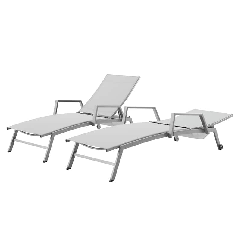 Corvus Sorrento Outdoor Sling Fabric Adjustable Chaise Lounge with Arms