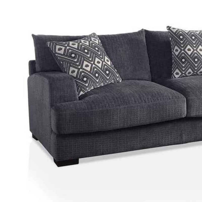L Shaped Sectional with T Cushioned Seat, Gray