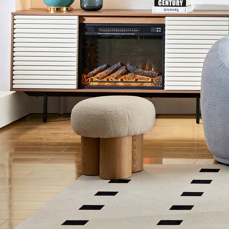 Modern Barrel Teddy Upholstered Mushroom Stool