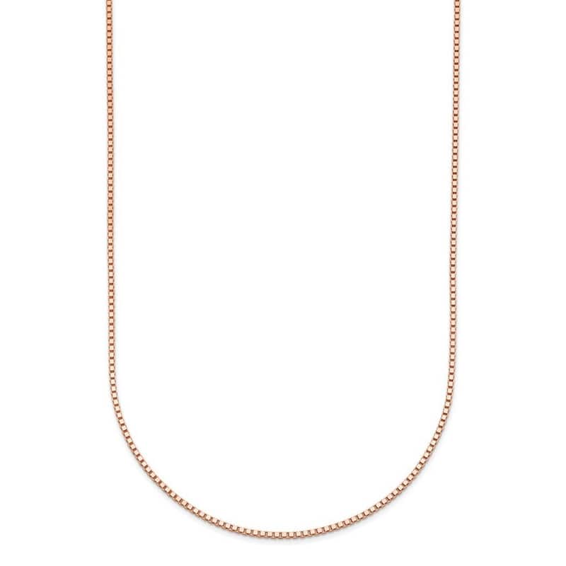 Curata Italian 14k Rose Gold 0.9mm Box Chain Necklace For Women (Lobster)
