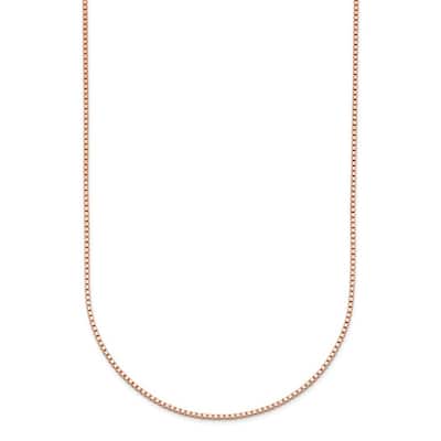 Curata Italian 14k Rose Gold 0.9mm Box Chain Necklace For Women (Lobster)