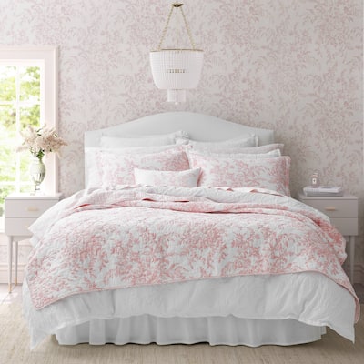 Laura Ashley Bedford Pink Cotton Revisable Quilt Set
