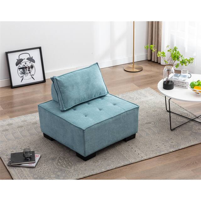 Accent Sofa Living Room Ottoman & Lazy Chair Polyester Fabric Upholstered Sofa with Solid Wood Legs - Mint Green
