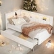 preview thumbnail 9 of 14, Trundle Upholstered Platform Bed with USB Ports and 7 Colors LED Belt White