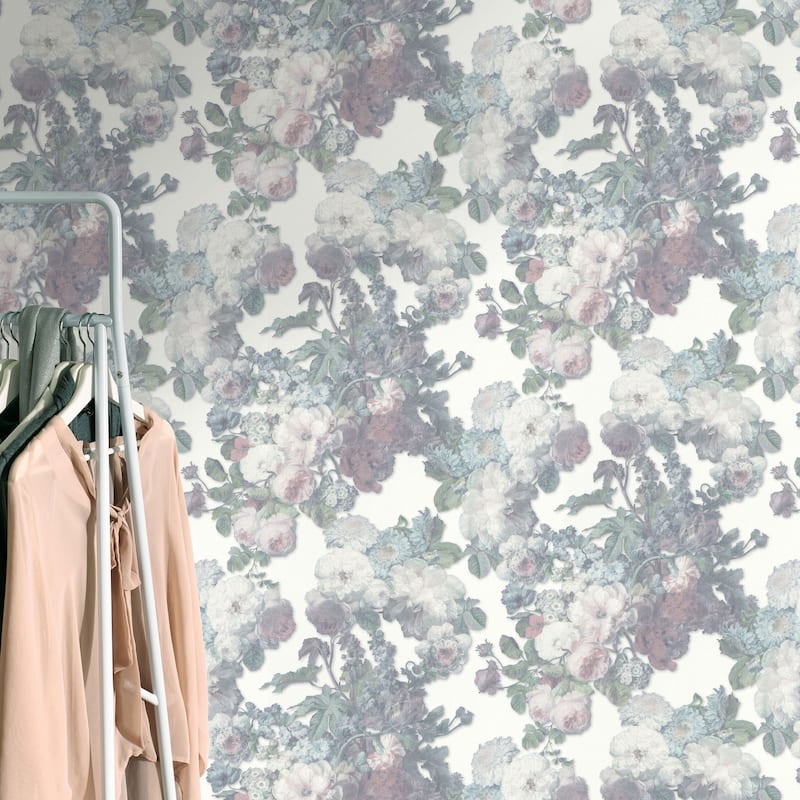 Galerie Wallcoverings Elle Decor 3D Embossed Floral Baroque Non-Woven Glitter/Shimmer Wallpaper Roll