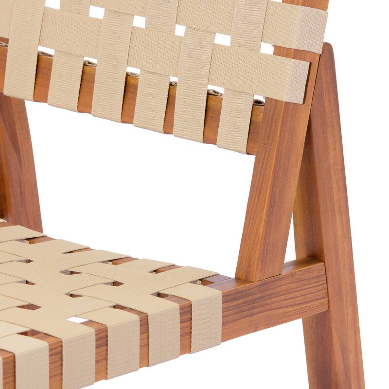 Christopher Knight Home - Orla Outdoor Acacia Wood Dining Set with Woven Rope Side Chairs & Rectangular Slat Table