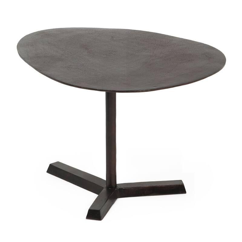 27.25" Industrial Handcrafted Designed Side Table with Elliptical Tabletop and Tripod Stand Base