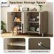 preview thumbnail 5 of 13, 4-Door Buffet Cabinet with Storage, Wood Sideboard Cabinet with Unique Arc Handles and Adjustable Shelves