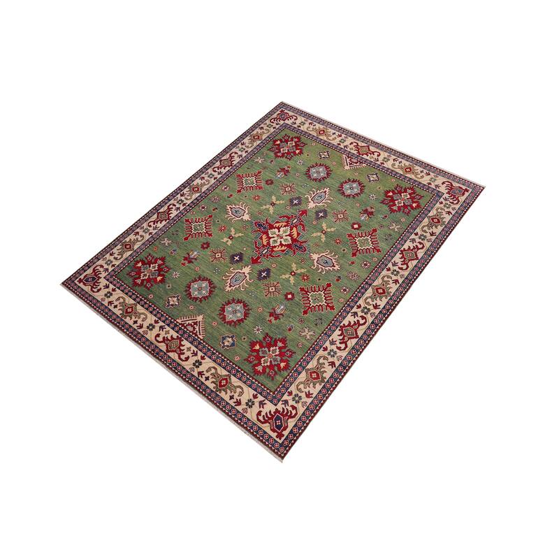 Tribal Kazak Yasmin Green/Beige Wool Rug - 8'3'' x 9'5''