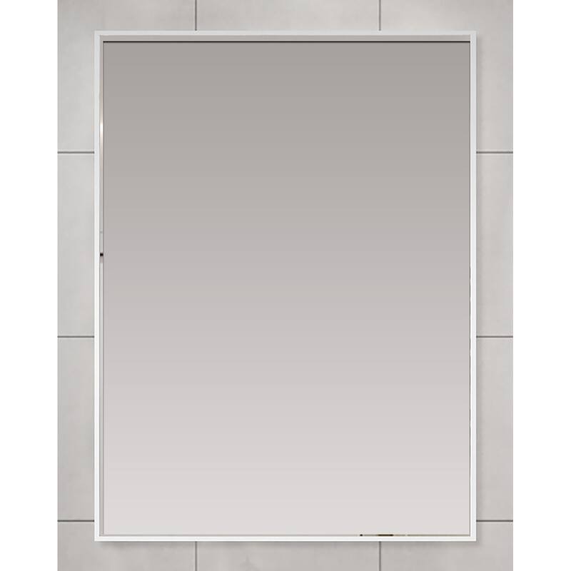Venta Modern White Framed Wall Bathroom Vanity Mirror with Dual Mounting Brackets - 29.5" x 39.5"