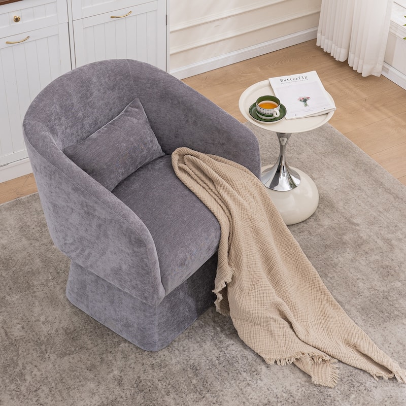 Chenille Swivel Lounge Chair with Ergonomic Design