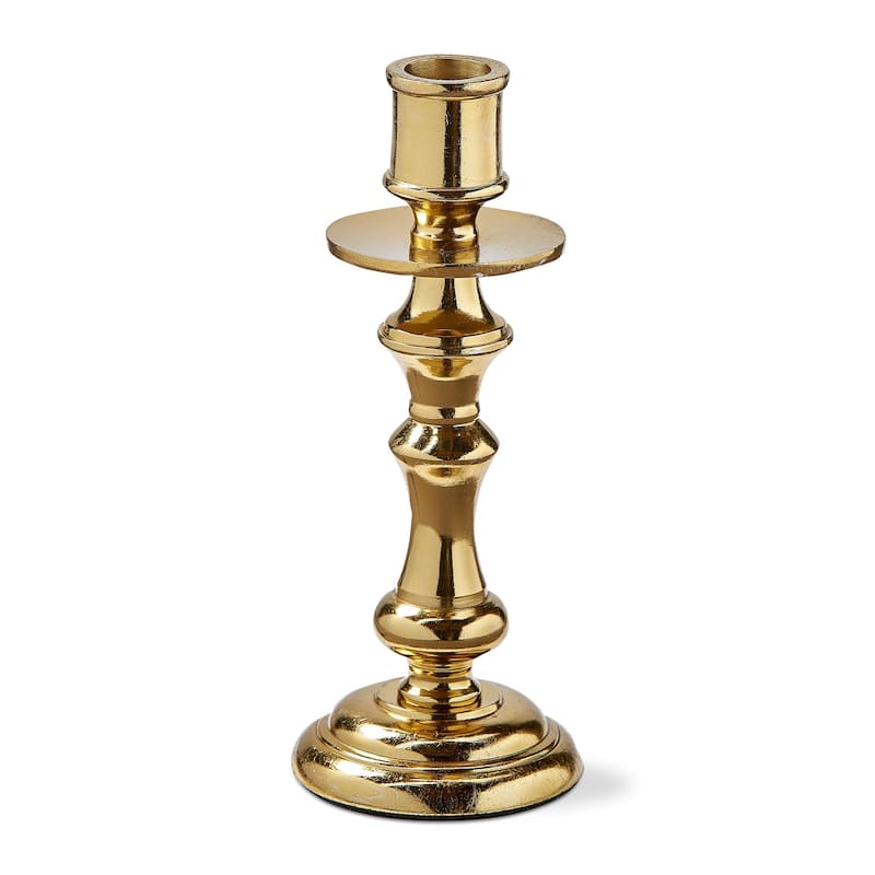 Gold Cast Aluminum Darion Taper Holder Candlestick Large, 3.0L x 3.0W x 7.0H inches