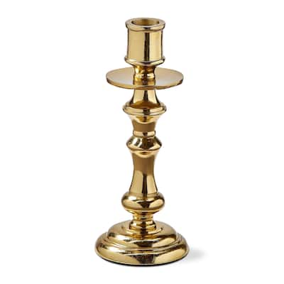 Gold Cast Aluminum Darion Taper Holder Candlestick Large, 3.0L x 3.0W x 7.0H inches