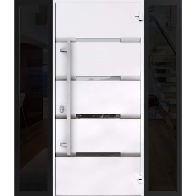 Front Prehung Steel Door 1105 Black Enamel Stainless Inserts W36xH80 Lh I