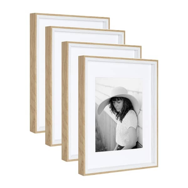 Kate and Laurel Gibson Photo Frame Set - 4 Piece 11x14 matted to 8x10 - White/Natural