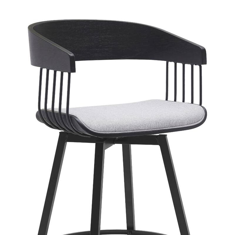 Modern Swivel Bucket Seat Bar Stool with Footrest and Armsrest Metal Frame for Kitchen Island