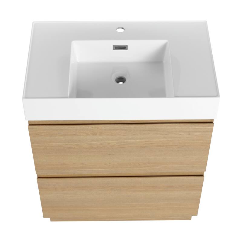 24" Bathroom Vanity with Undermount Sink, Freestanding Storage Cabinet, Double Drawers