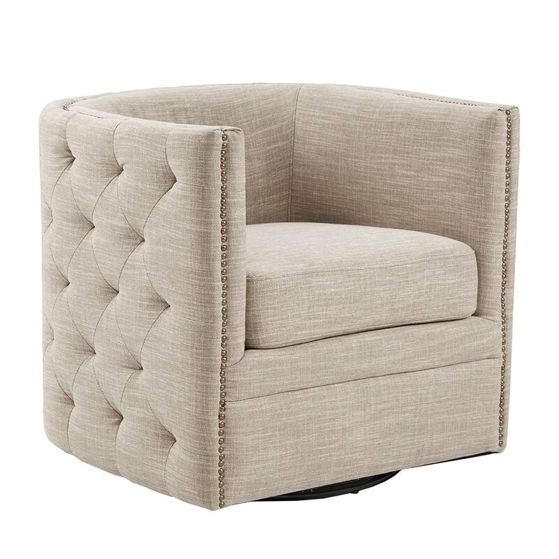 Swivel Single Sofa Chair with Nailhead Trim and Tufted Backrest