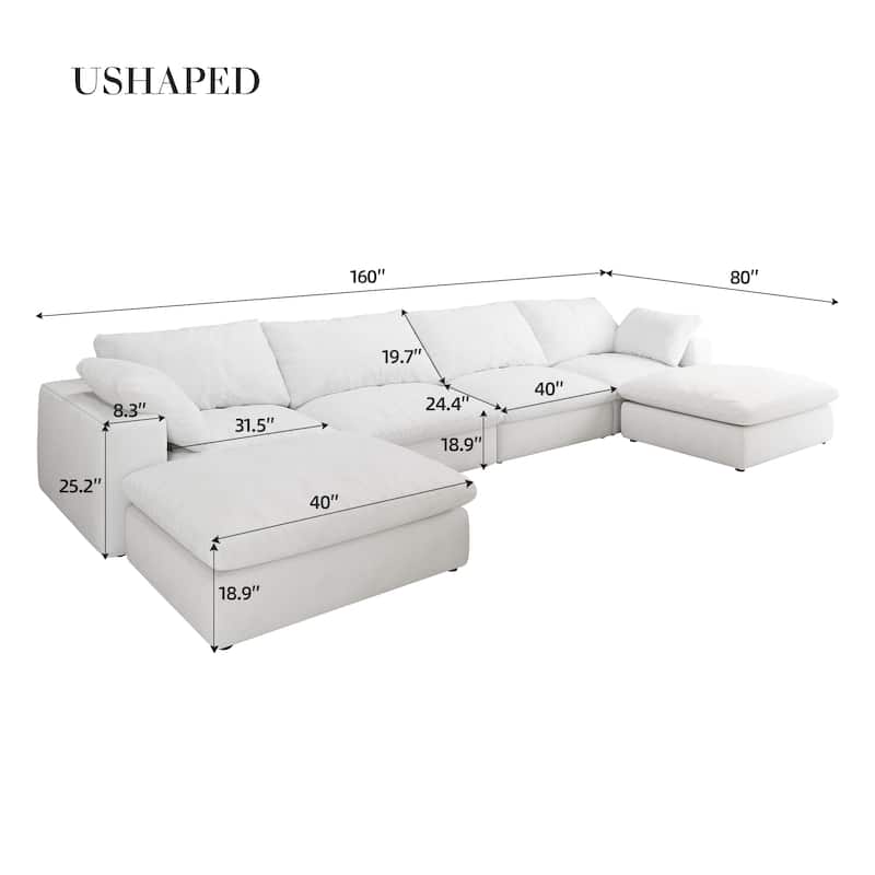 Large Size Modular Cloud Sofa Down Sofa Bed for Living Room