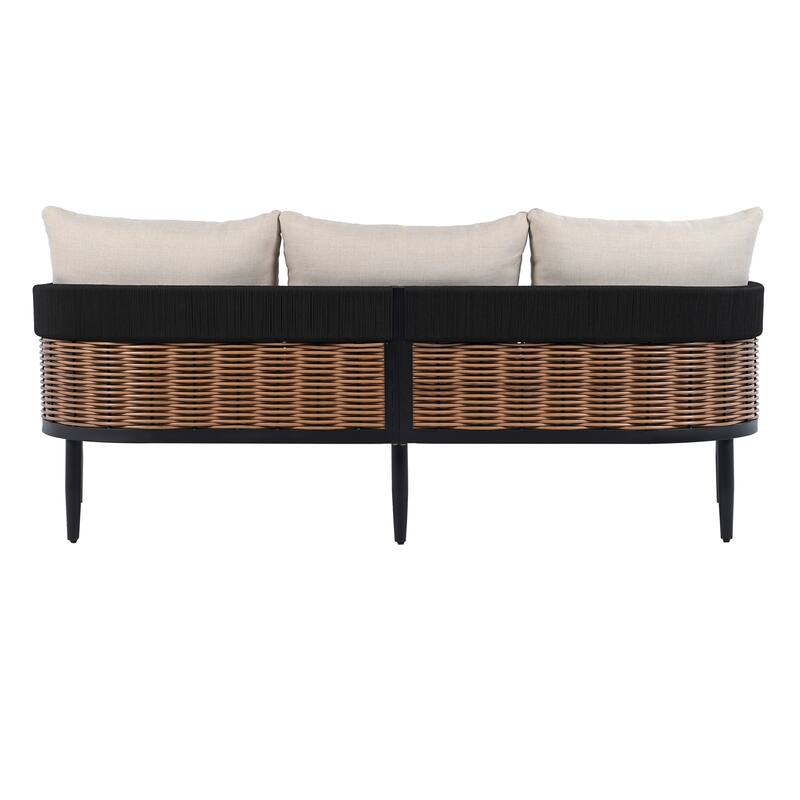 SAFAVIEH Outdoor Patio Furniture Harrison 3 Seater Sofa - 78"W x 28"D x 26"H