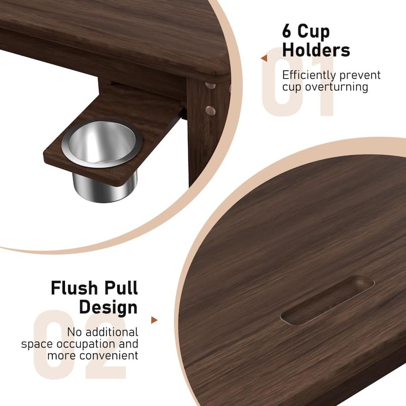 VEIKOUS Multifunctional Rubberwood Game Table, 4-in-1 Gaming & Dining Table with Cup Holders & Storage