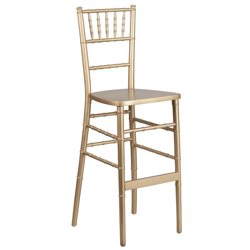 2 Pack Gold Wood Chiavari Event and Hospitality Stacking Barstool