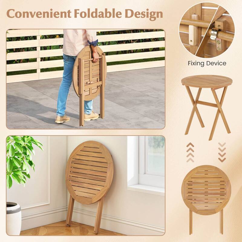 Costway Outdoor Side Table with Slatted Tabletop & X-Shaped Structure - See Details