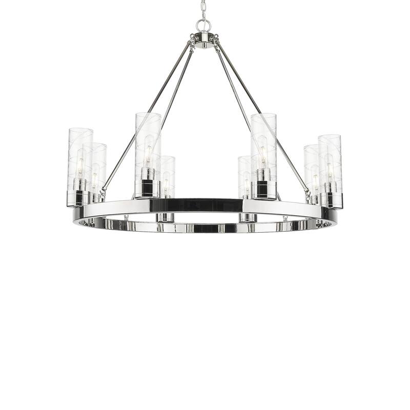 Innovations Lighting 617-8CR-28-36-8 Boreas Chandelier Boreas 8 Light - Polished Nickel / Deco Swirl