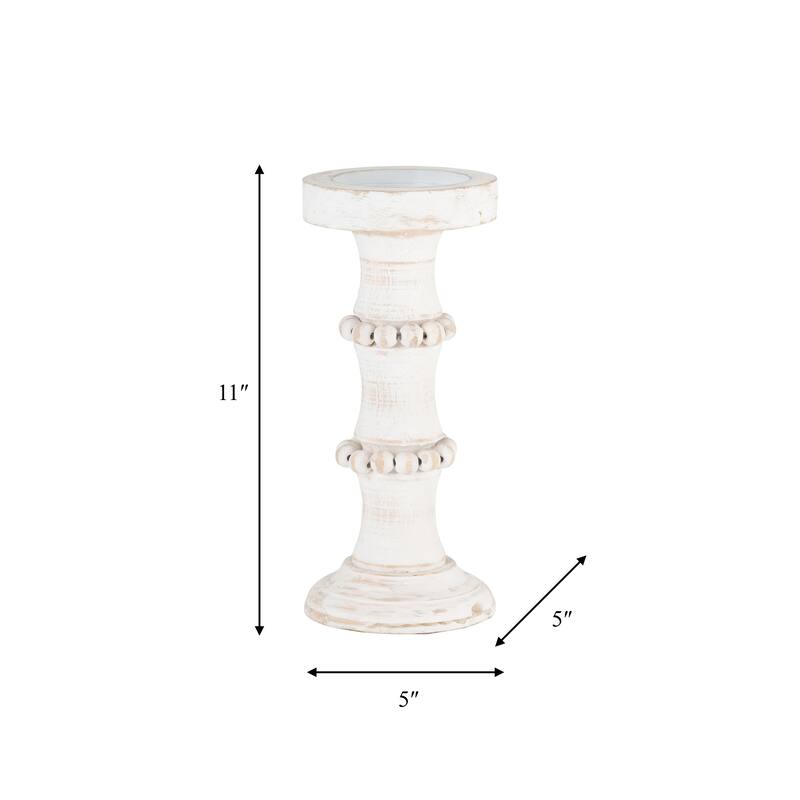 Sagebrook Home Artisanal Wood Pillar Candle Holders