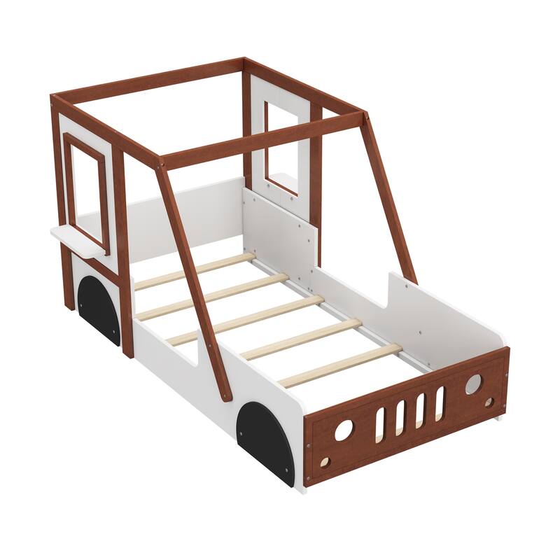 Kids' Twin Size Car-Shaped Bed, Platform Bed with Realistic Design, Playful Sleep Space for Boys and Girls