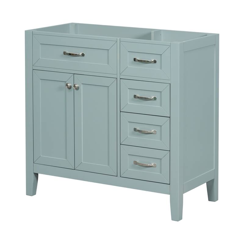 36" Bathroom Vanity without Sink, Cabinet Base Only, Bathroom Cabinet with Drawers, Solid Frame and MDF Board, Green