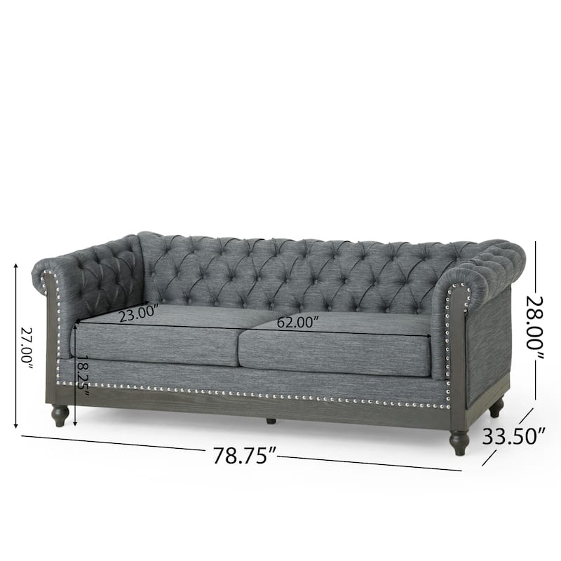 Castalia Nailhead Trim Chesterfield Sofa by Christopher Knight Home - 78.75" L x 33.50" W x 28.00" H