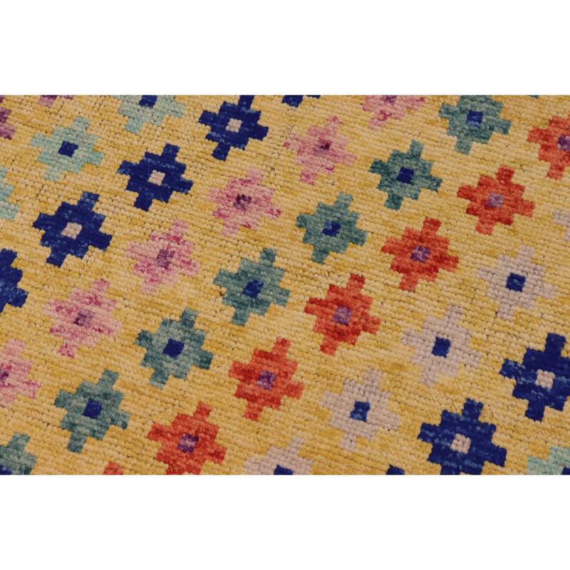 Modern Balochi Blackwell Gold/Blue Hand Knotted Wool Rug - 3'6'' x 4'10''