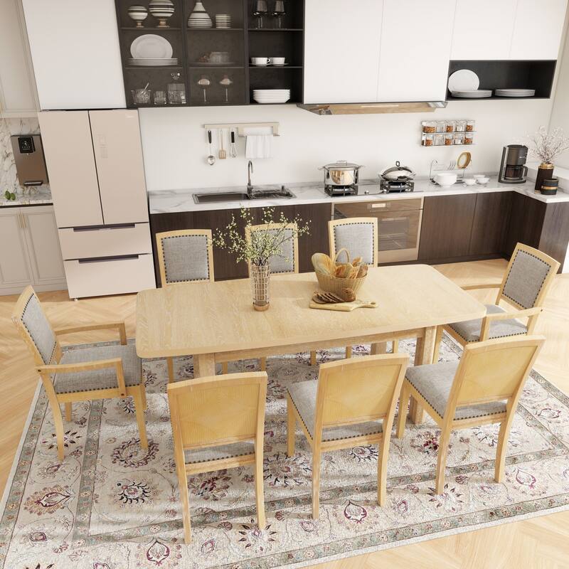 Rustic Extendable Dining Table Set - Natural/Grey