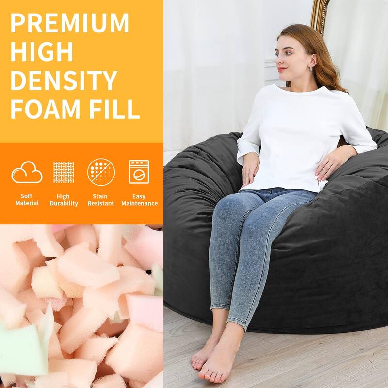 Oversized 48" Bean Bag Chair with Memory Foam