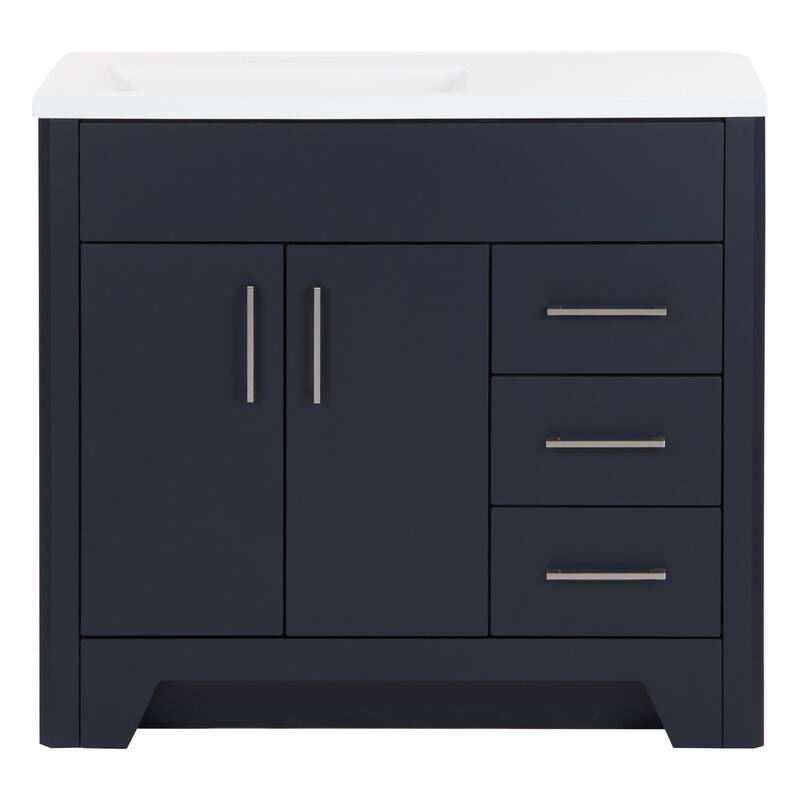 Spring Mill Cabinets Salil 36.5" Bathroom Vanity With Cabinet, 2 Drawers, and Offset Sink