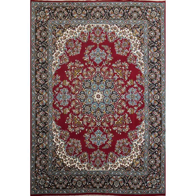Floral Red Tabriz Turkish Area Rug Machine-Made Traditional Carpet - 9'9" x 12'9"