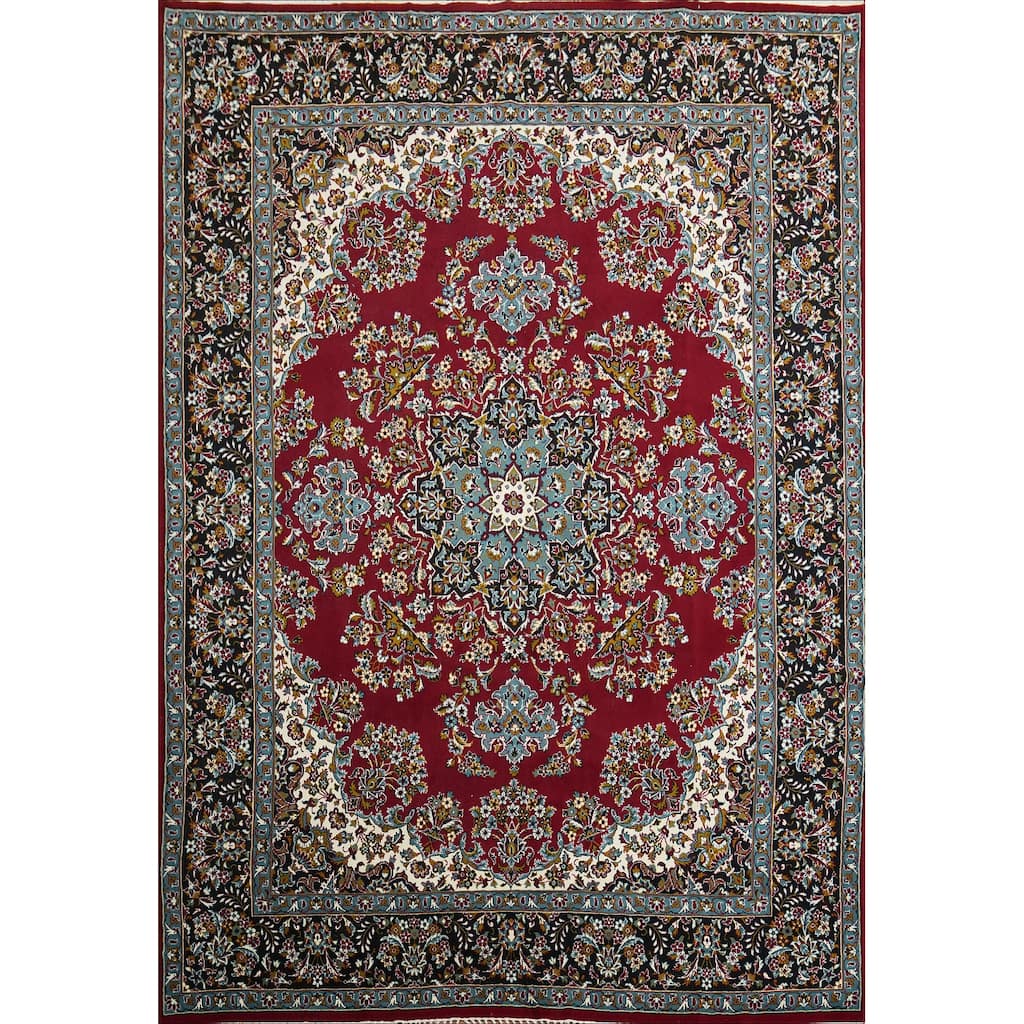 Floral Red Tabriz Turkish Area Rug Machine-Made Traditional Carpet - 9'9" x 12'9"