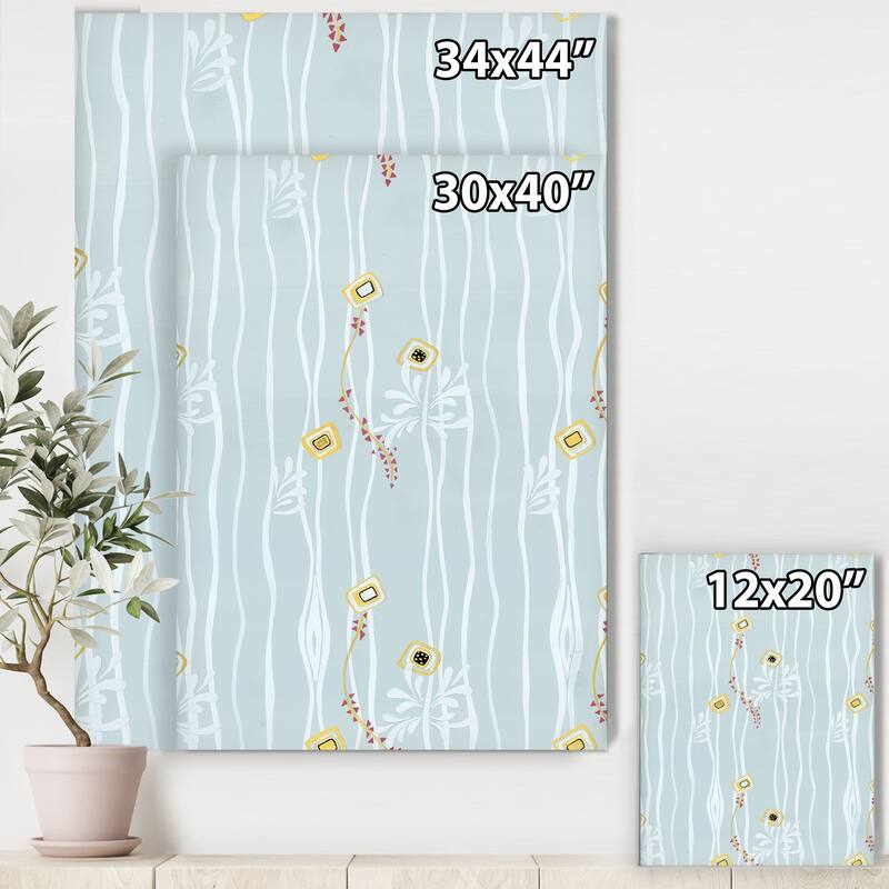 Designart "Yellow Kites in The Meadows" Cottage Canvas Wall Art Bed