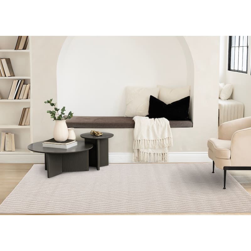 White Diamond Trellis Design Looped Area Rug