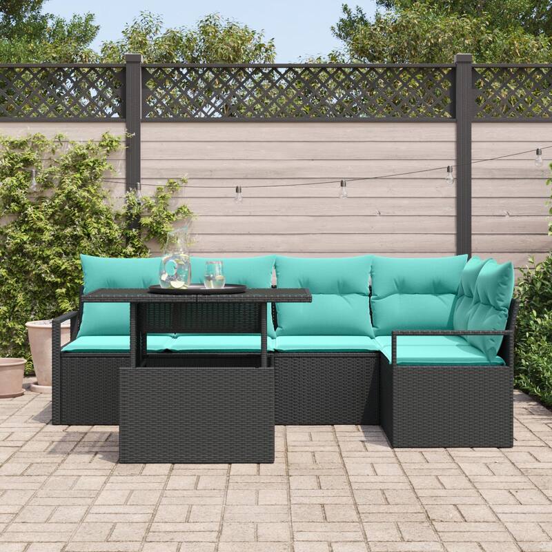 vidaXL 6 Piece Garden Sofa Set with Cushions - 91.3×48×27.2