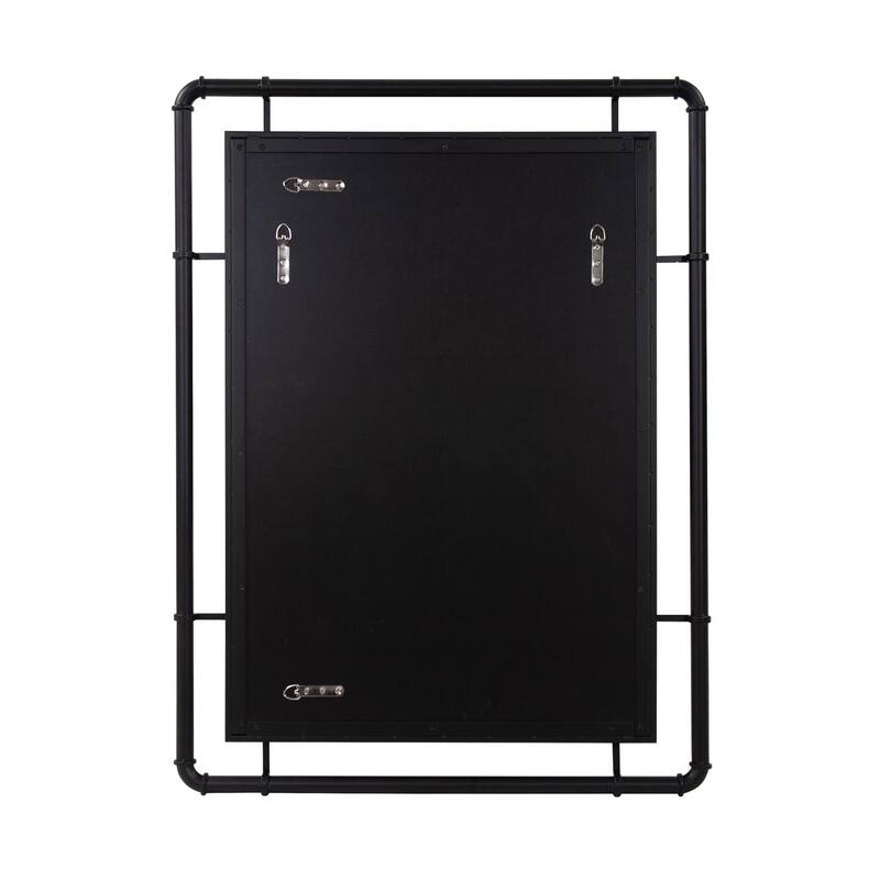 Allan Andrews Matte Black Vanity and Wall Mirror with Metal Pipe Inspired Frame - 40"H x 30"W