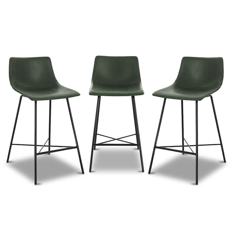 Poly & Bark Paxton 24-inch Counter Stool (Set of 3) - Ivy Green