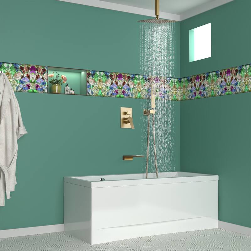 Ceiling Mount Shower Faucet and Tub Faucet with 10 inch Fixed Shower Head