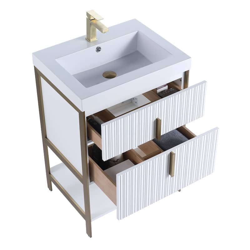 Fine Fixtures Serenity Modern Bathroom Vanity with White Gel Acrylic Top